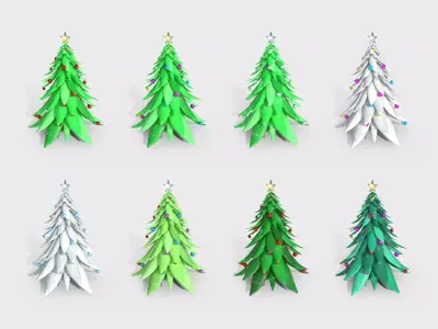 08 Christmas Trees - Cartoon Interior Decoration 3D Model Collection