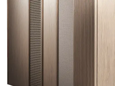 Cabinet fronts Furniture wardrobe rattan wood fabric 3D model