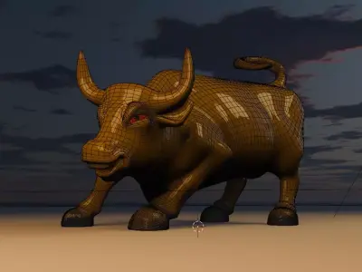 High Quality Bull 3D Model  Stylized Cartoon Animal   Low-poly 3D model