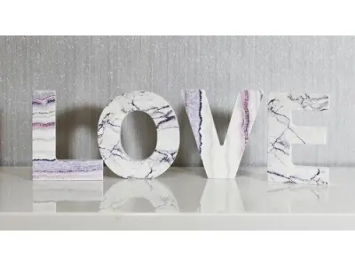 White-Purple-Pink Caston 4 Piece Letter Blocks Set Free 3D model