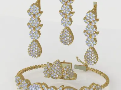 Ring Bracelet Earring and Pendant Set 3D printable model 0117 3D Model Pack