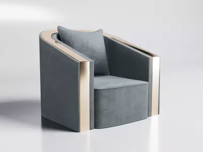 3D Brass And Grey Modern Armchair 3D model 3D model