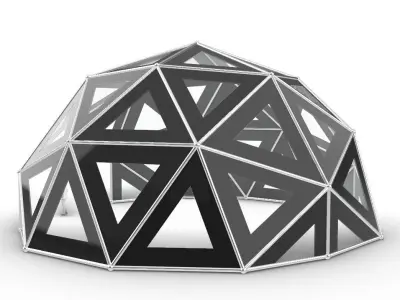 Geodesic Dome V1 Large with Frame and Panels and Entryway 3D model