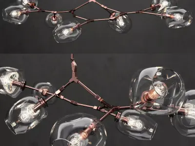 Branching bubble 7 lamps CLEAR  COPPER 3D model