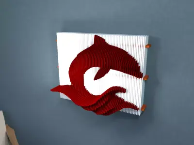parametric dolphin  wall art cnc laser 3mm 3D print model