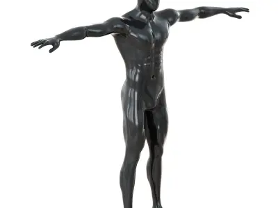 Athletic black mannequin T-pose 167 3D model