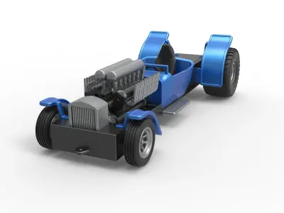 Pulling truck 2wd Hot rod with V12 Scale 1 to 25 3D print model