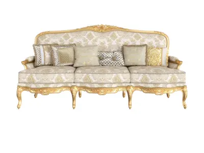 Cream and gold baroque sofa by Modenese 3D model