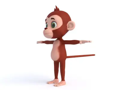 Cartoon Monkey 02 Low-poly 3D model