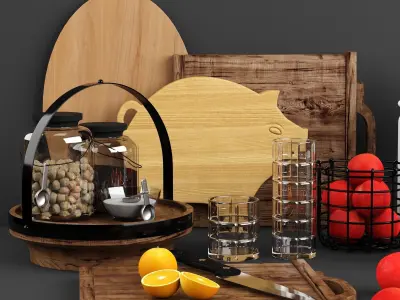 Kitchen Decorative Set  Low-poly 3D model