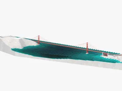 Golden Gate Bridge Environment Low-poly 3D model