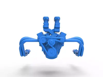 Engine of Vintage Supermodified stock car V2 Scale 1 to 25 3D print model