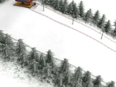 Ski slope gondola mountain large pack 3D model