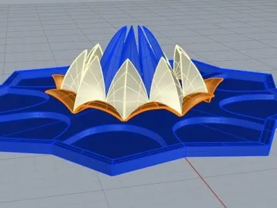 Bahai Tempe or Lotus Temple Low-poly 3D model