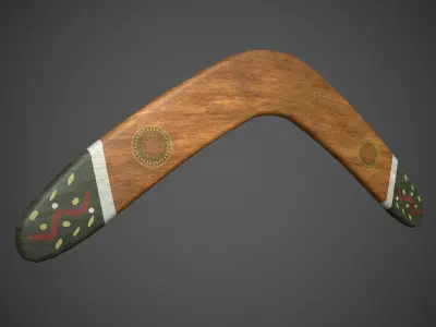 Boomerang wooden arrowhead Low-poly 3D model