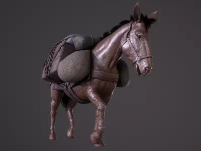 Mule  A Tale of Endurance and Adaptability Low-poly 3D model