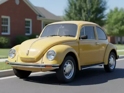 Ultimate Low Poly Bettle Car 3D Model Low-poly 3D model