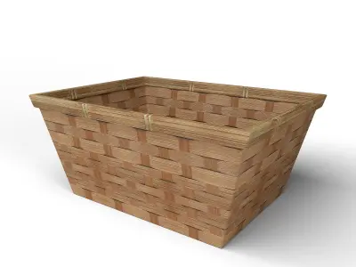 Wood Basket Decoration Low-poly 3D model