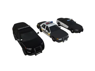 Police Cars Package Low-poly 3D model