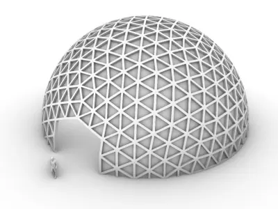 Geodesic Dome V3 Large with Frame and Panels and Entryway 3D model