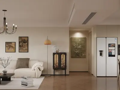 modern living room dining room interior scenes  3D model