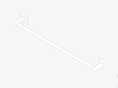 Towel Rail - Single - Luxury - Round - 600 - Square Plate Low-poly 3D model