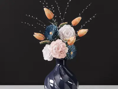 Bouquets of flowers in vases 3D Model Collection