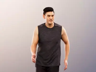 Karl 12695 - Athletic Asian Man Running Low-poly 3D model