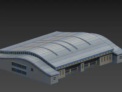 Warehouse Low-poly 3D model 2