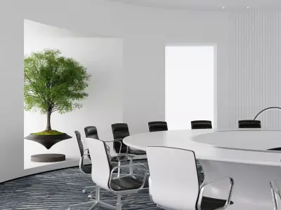 Futuristic White Conference Hall 3D model