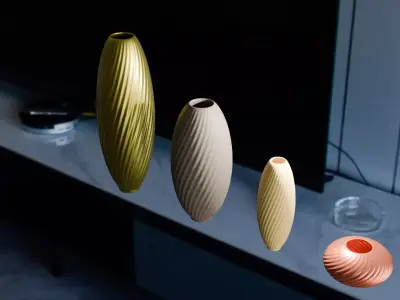 High-Quality Twisted Vase Collection 3D Model Low-poly 3D model