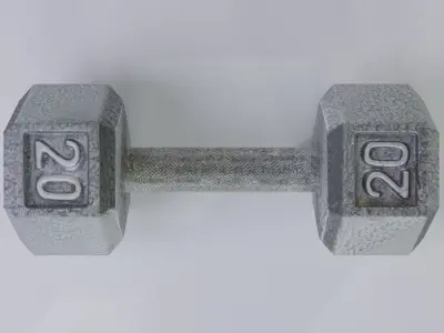 Worn 20lb Dumbbell Low-poly 3D model