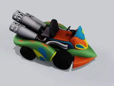 Green kart Low-poly 3D model