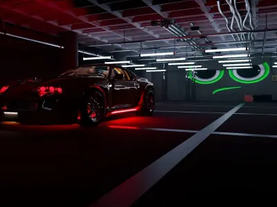 Underground Garage with a Supra 3D model