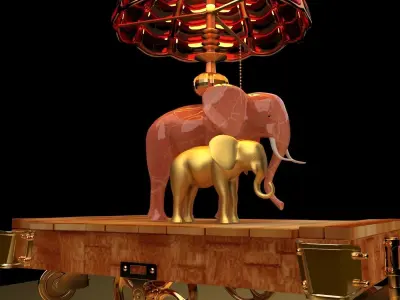 Chinese display stand with elephant lamp  3D model purchase