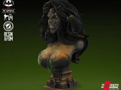 B3DSERK Wonder Woman Zombie Bust Tested for 3D printing 3D print model