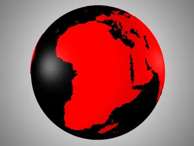 Solid Color Black Red Globe 3D model
