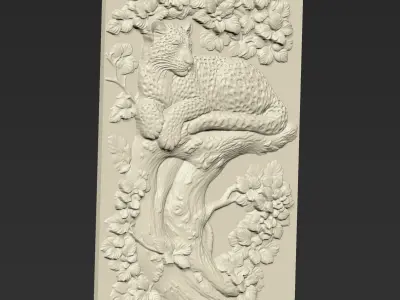 Leopard Lying on a Branch A55 3D print model