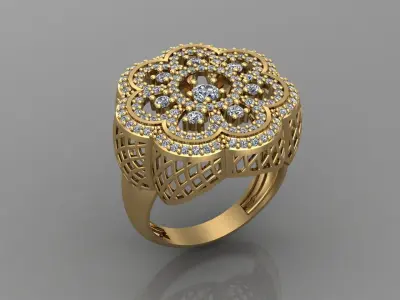 STL 3DM Print Ready Women Diamond Ring Lightweight Printable  3D print model 109