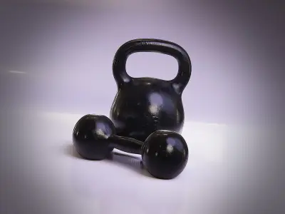 Classic Kettlebell and Dumbbell Low-poly 3D model
