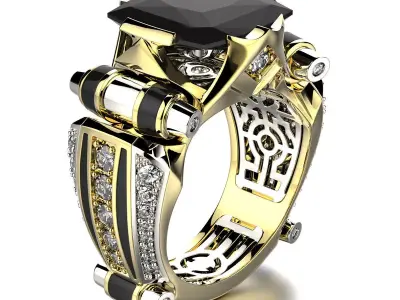 Jewelry Fashion Unisex Ring with Gem 0101 V1 3dm STL FBX 3D print model