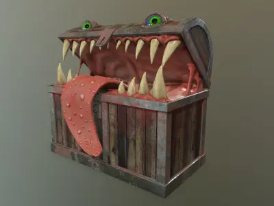 Monster chest PBR Low-poly 3D model