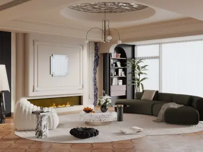 French style living room 3D model