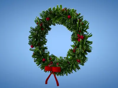 Christmas Wreath Low-poly 3D model