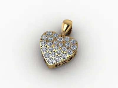 Heart Diamond Pendant Trai Tim 3D print model