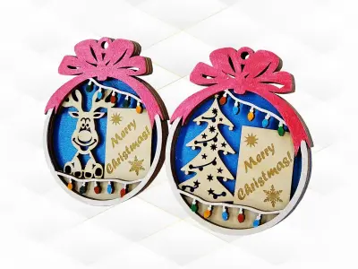 Christmas tree ball 2 template laser cut design 3D print model