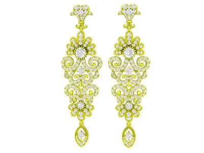 A7828 Indian Style Diamond Drop Earring 3D print model