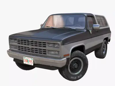 80s offroad car Low-poly 3D model