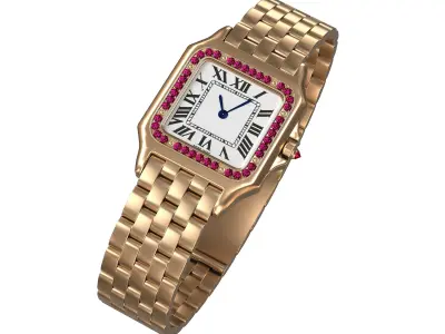 Watch Panthere Gold Silver Low-poly 3D model