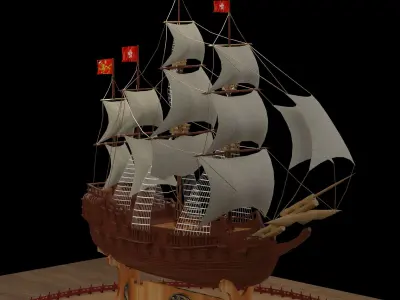 Chinese sail ship 3D model